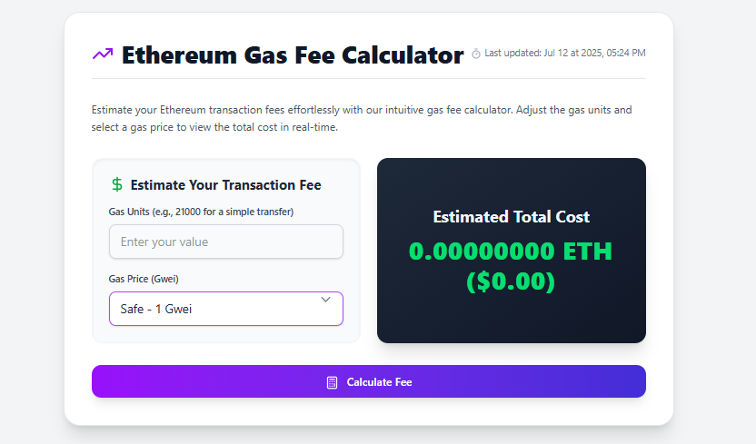 Calculator - Ethereum Gas Fee Calculator