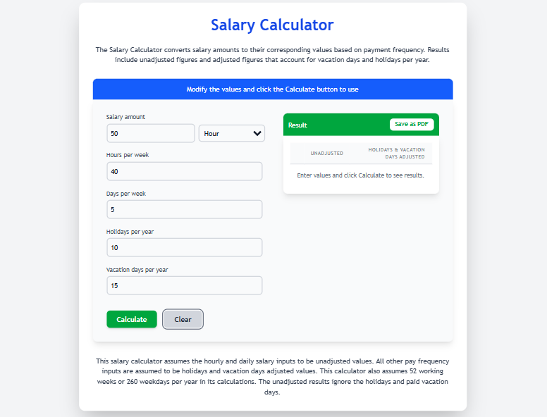 Calculator - Salary Calculator